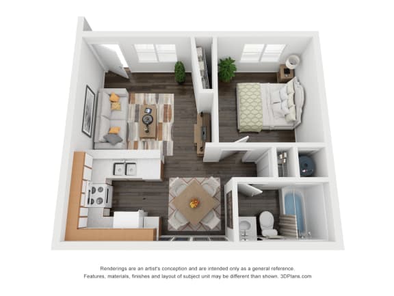 Floor Plan  1 bedroom Floor Plan at Maryland Villas Apartments, Las Vegas, NV