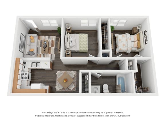 Floor Plan  2 bedroom 610 square feet at Maryland Villas Apartments, Las Vegas, Nevada