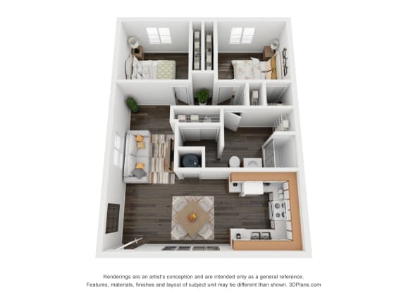 Floor Plan  2 bedroom 700 square feet at Maryland Villas Apartments, Las Vegas, 89101
