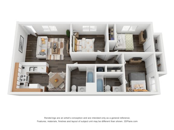 Floor Plan  3 bedroom Floor Plan at Maryland Villas Apartments, Las Vegas