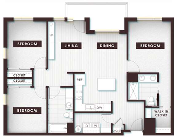 Floor Plan  3.1C at Delo Apartments, Colorado
