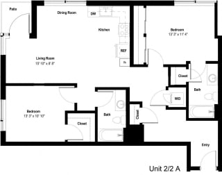 The Danforth Apartments 2x2A Floor Plan