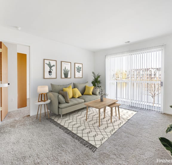 Living Room at The Harbours Apartments in Clinton Township, MI