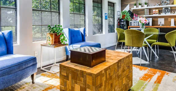 Our Northwest Austin apartment community with lounge, televisions, and coffee bar.
