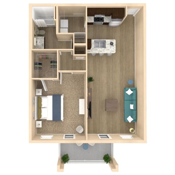 Allure floorplan with 868 square feet Allure floorplan with 868 square feet at The Oasis at Crosstown, Orlando, FL, 32807