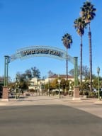 Maple Street Plaza entry archway in Escondido, CA.