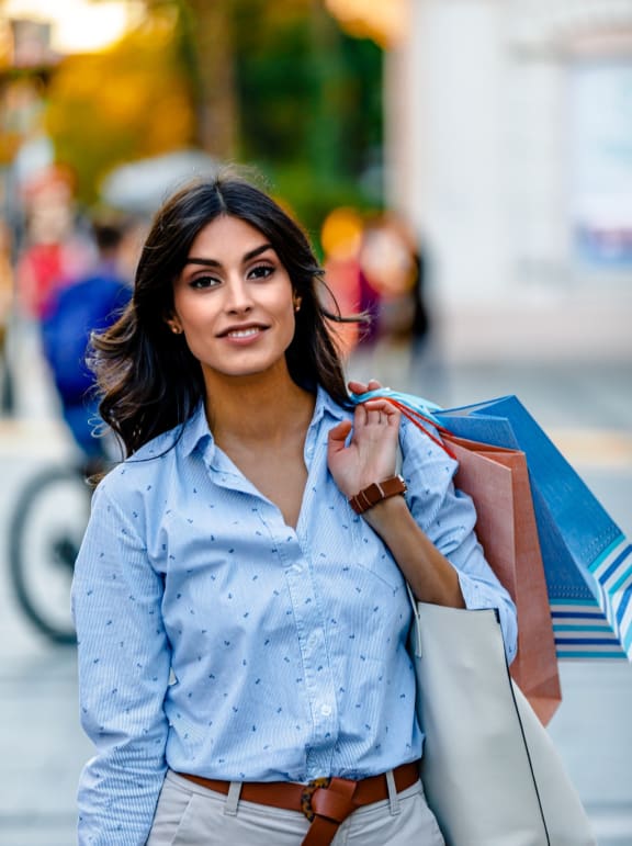 Woman Shopping Blue