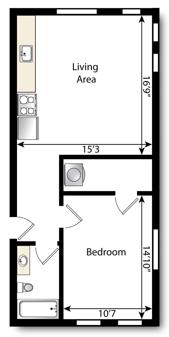 Floor Plan  A2 - 547 sq ft
