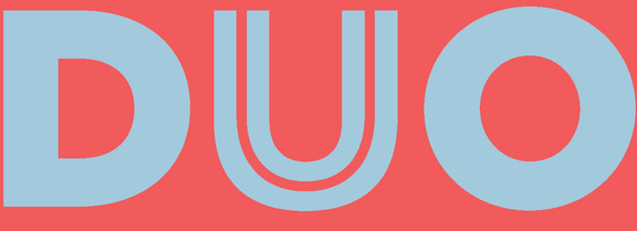 DUO rotating U logo in light blue