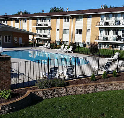 Drone View Of Pool at Scotsdale Apartments, Coralville, IA 52241