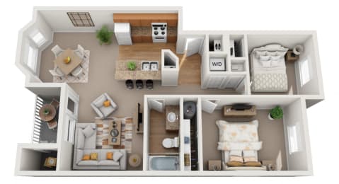a floor plan for a two bedroom apartment  at Quail Springs, West Richland, Washington