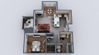 Layout 2, 1 br, 1 ba, 735 sq. ft.
