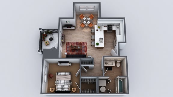 Floor Plan  Layout 1, 1 br, 1 ba, 700 sq. ft.