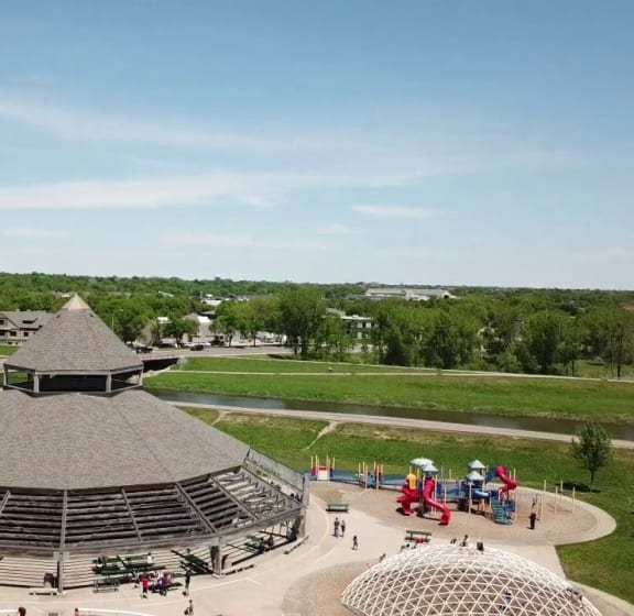 a view of the amphitheater from the roof of the pavilion