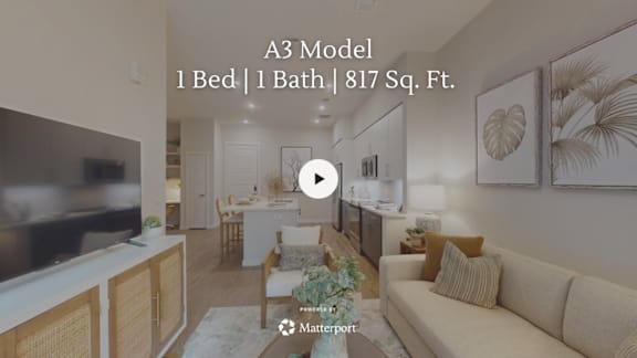 A3 Model 1 Bed | 1 Bath | 817 Sq. Ft.