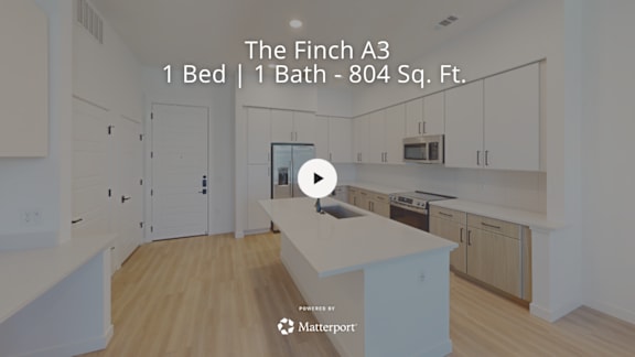 A video thumbnail for a property called The Finch A3 with a play button overlay.