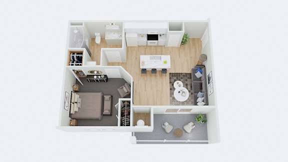 Floor Plan  The Pearl: 1Bed/1Bath