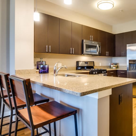 Gourmet Kitchen With Island at The Monarch, East Rutherford, 07073