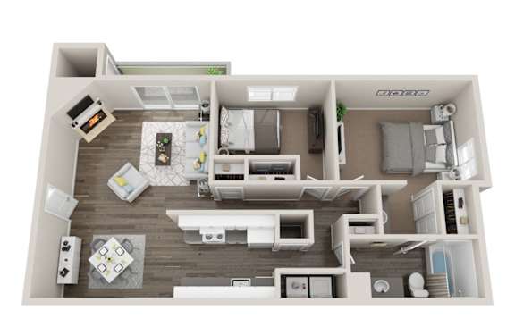 Floor Plan  A floor plan of a 2 bedroom at Quartz Creek Apartments in Mountlake Terrace. at Quartz Creek, Washington