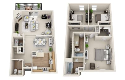 Arbor Creek Apartments Floor Plan C4N 3 Bed 3 Bath 1480 sq ft