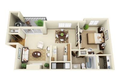 870 sq.ft. One Bed One Bath