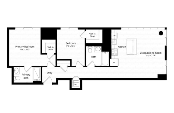 2 bed 2 bath floor plan S at Continuum, White Plains