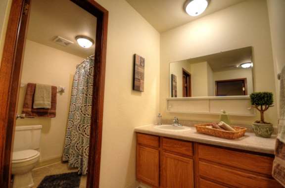 a bathroom with a sink and a toilet and a mirror
