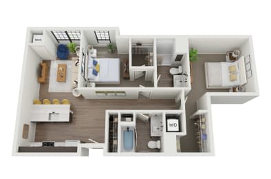 a floor plan of a 1 bedroom apartment at The Landing at 1001 NP, Fargo, ND