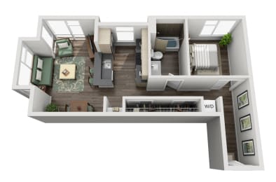 Traditional 1bd 1ba - C Floor Plan at Mural, Seattle