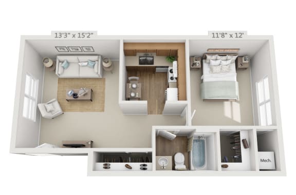  Floor Plan 1X1-R