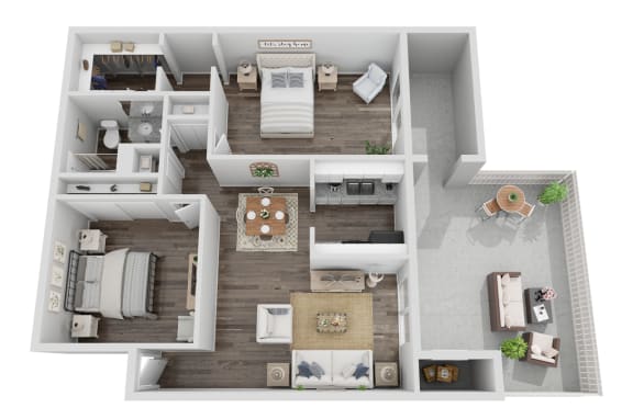 a 1 bedroom floorplan is shown with a kitchen and living room