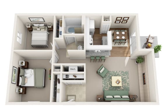 Floor Plan  Gresham, OR Campbell Park Apartments 2 bedrooms 1 bath