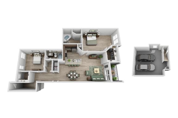 2 bed 2 bathroom floorplan