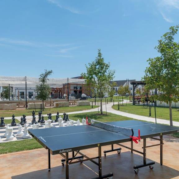 play a game of ping pong on our tennis court