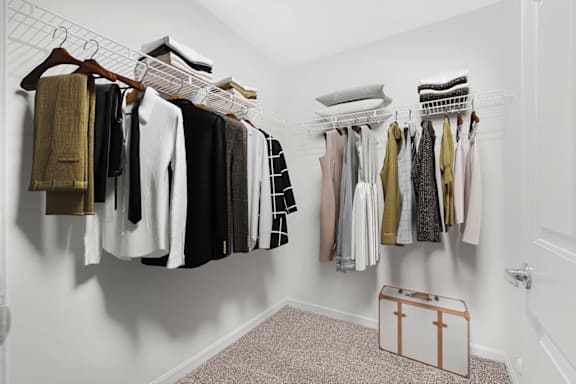 a walk in closet at Caveness Farms Apartments, Wake Forest, NC