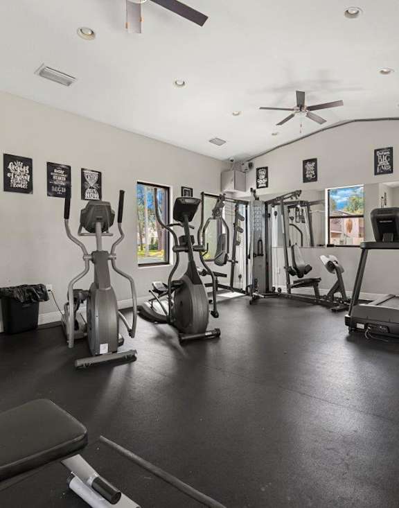 Fitness center at Oasis at Bayside Apartments in Largo, FL.