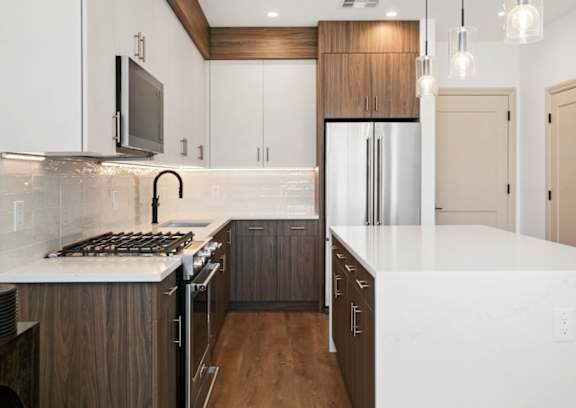 56th at Arcadia Townhomes in Phoenix, Arizona Kitchen and Living Room Rendering