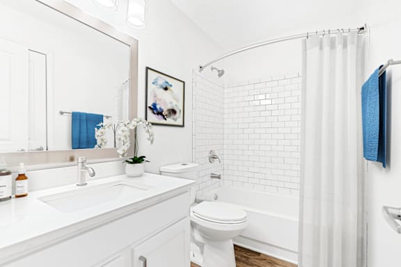White Bathroom at Bridges at Mallard Creek Apartment Homes, Charlotte, 28269