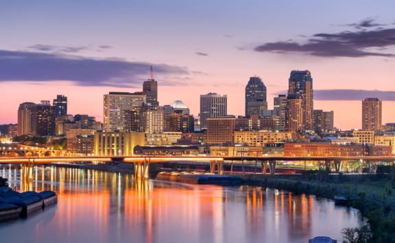 a view of the city from the river