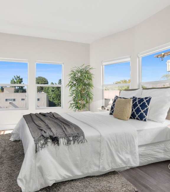 a modern bedroom at Toluca Court, Toluca Lake, CA