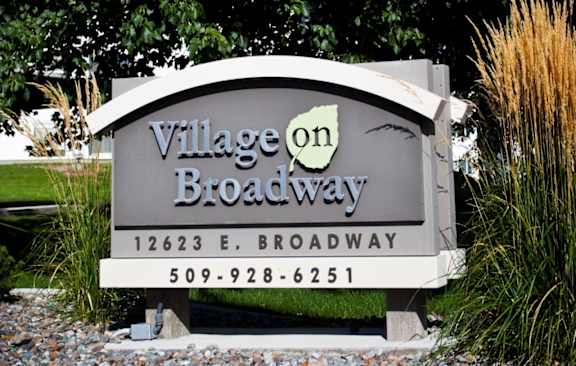 Village on Broadway Apartments in Spokane Valley, Washington Exterior and Monument Sign
