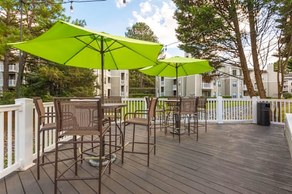 Outdoor Patio at Bridges at Mallard Creek Apartment Homes, Charlotte, NC, 28269