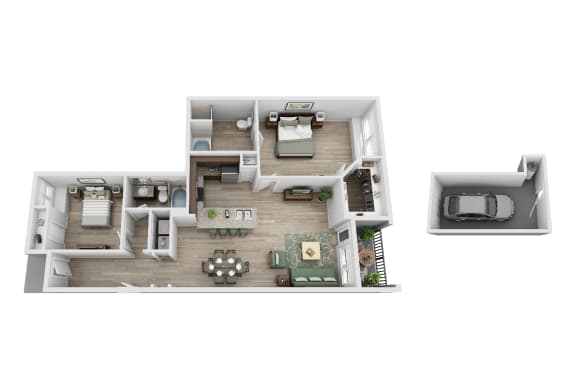 2 bed 2 bathroom floorplan