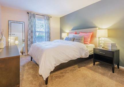 Bedroom With Expansive Windows at The Pointe at Midtown, Raleigh, NC, 27609