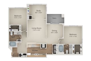 Medina Floor Plan at The Park at Monterey Oaks, Austin, TX