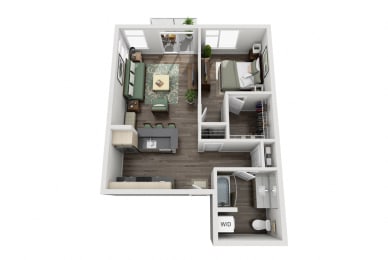 Traditional 1bd 1ba - E Floor Plan at Mural, Washington, 98116