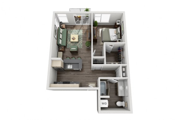 Traditional 1bd 1ba - E Floor Plan at Mural, Washington, 98116