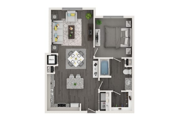 a 1120 sqft 1 bedroom floor plan