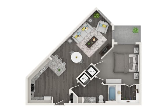a1 1 bedroom floor plan  lofts on the park