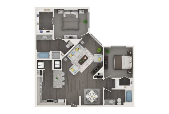 a 1 bedroom floor plan of a 2100 sq ft